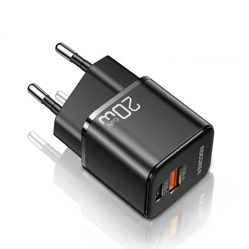 Зарядное устройство сетевое Rocoren 20W GaN mini Type c PD/USB QC3.0 20w (25397476) Зарядное устройство сетевое Rocoren 20W GaN mini Type c PD/USB QC3.0 20w (25397476)