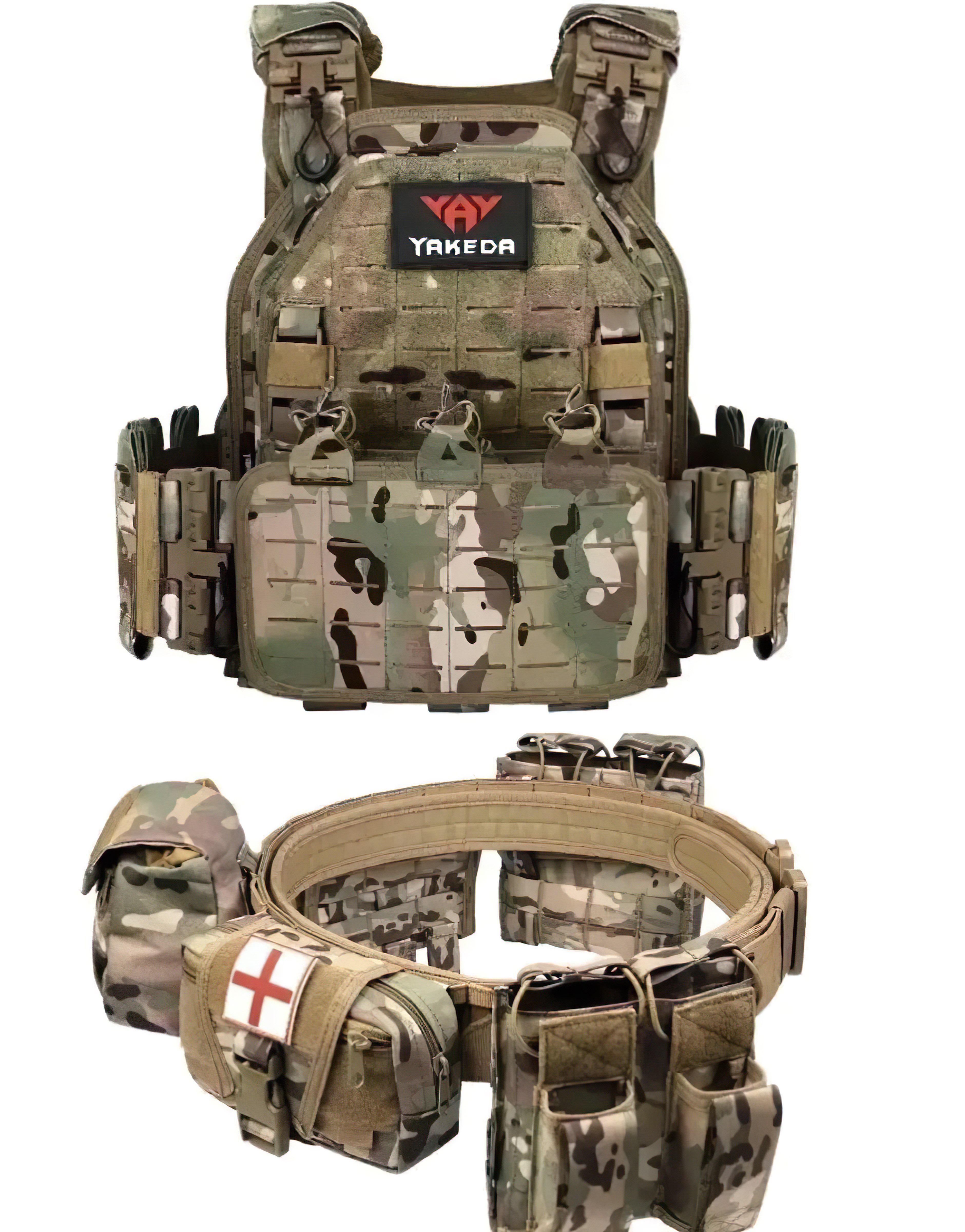 Плитоноска YAKEDA с подсумками и быстрым сбросом Мультикам (31407093)