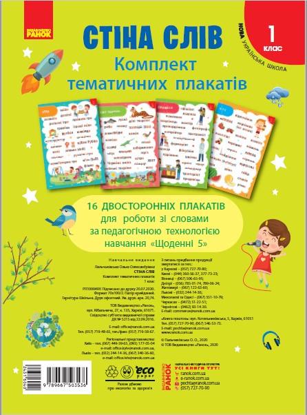 Комплект плакатов к тематическим неделям "НУШ Стіна слів 1 клас"