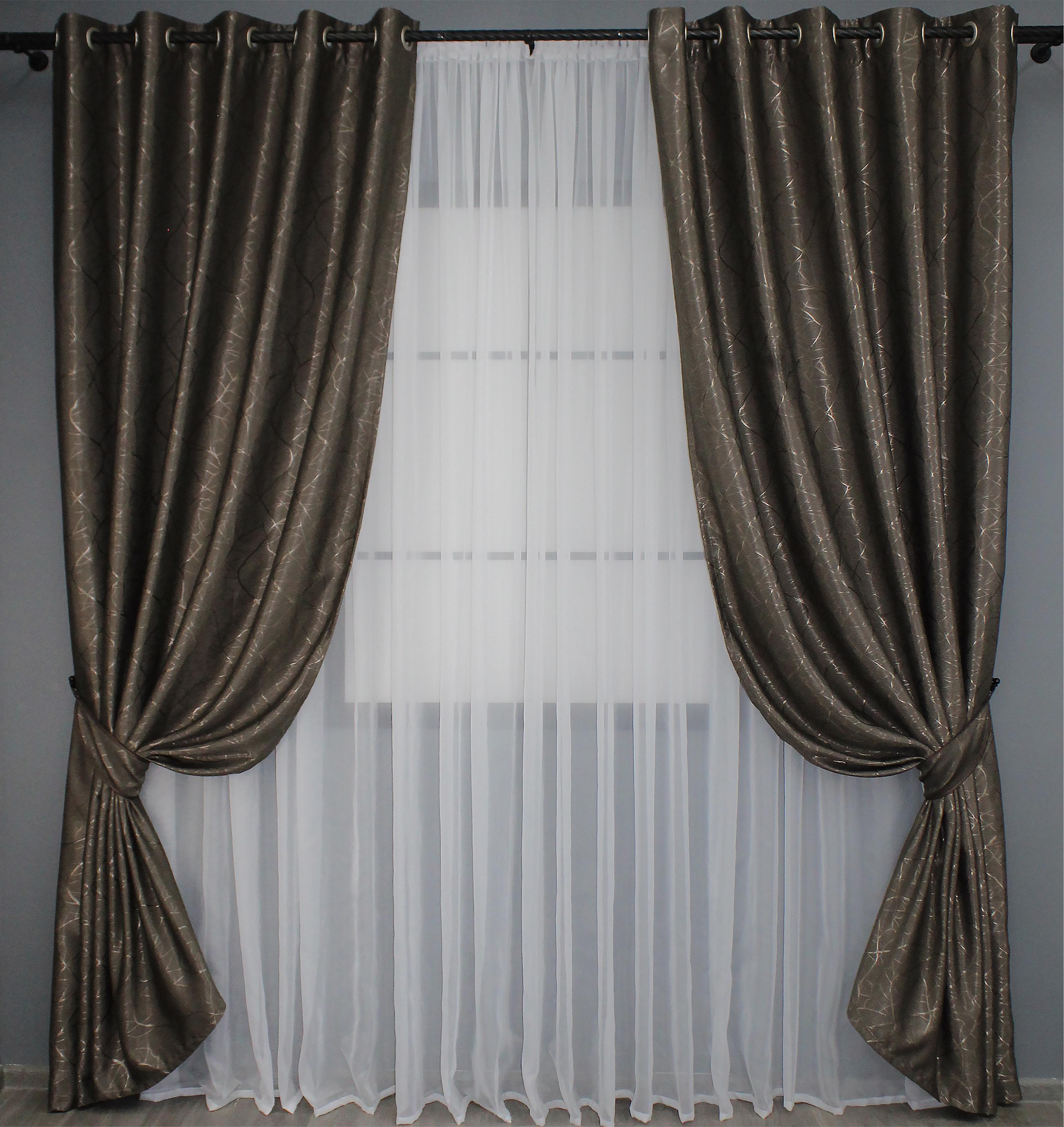 Комплект штор на люверсах VR-Textil Лен Саванна № 631ш 150х250 см 2 шт. Какао (37-0109)