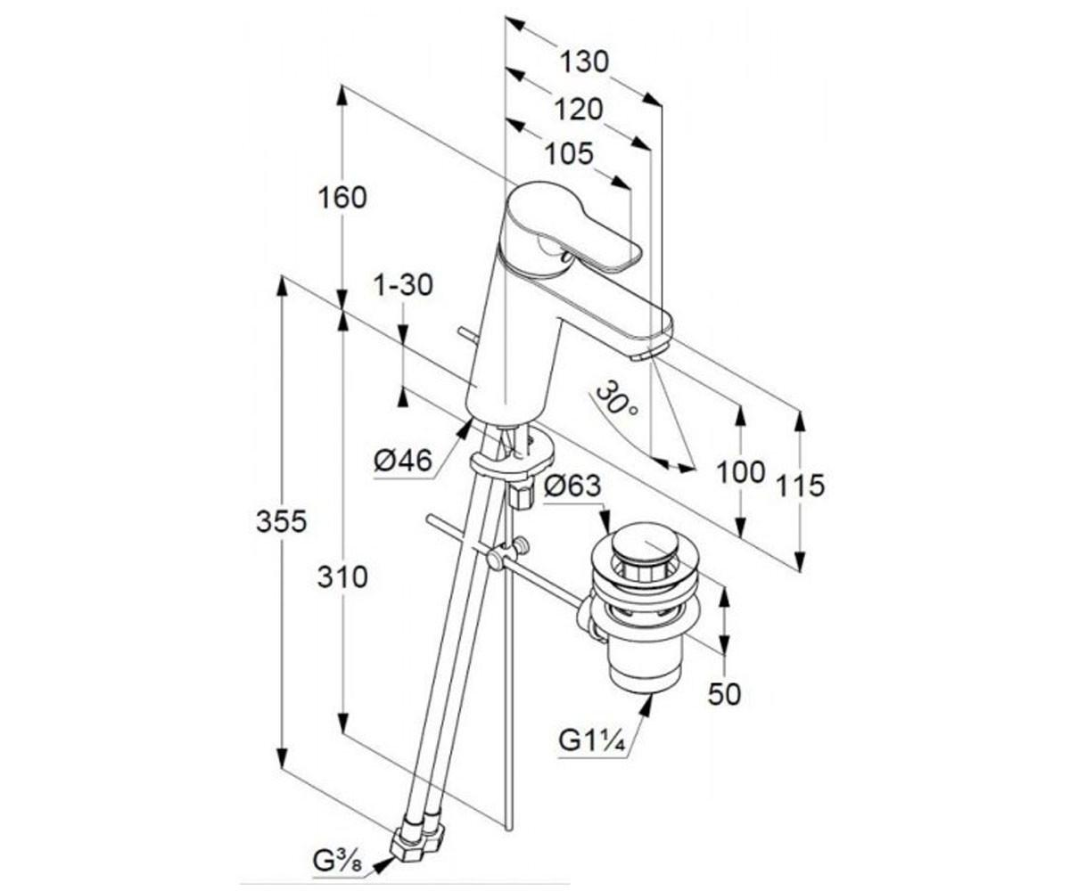 Змішувач з донним клапаном KLUDI PURE AND EASY 372900565 - фото 2 Змішувач з донним клапаном KLUDI PURE AND EASY 372900565 - фото 2