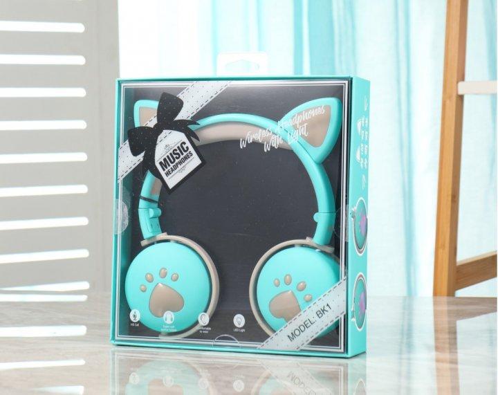 Наушники беспроводные детские CAT ВК-1 LED Мятно-зеленый (26389244) - фото 3