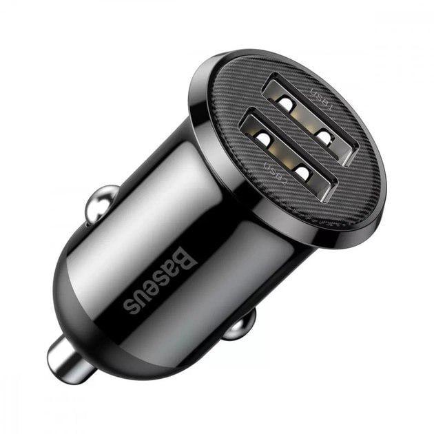 Зарядний пристрій в автомобіль Baseus Grain Pro 4.8A 2USB Black (CCALLP-01)