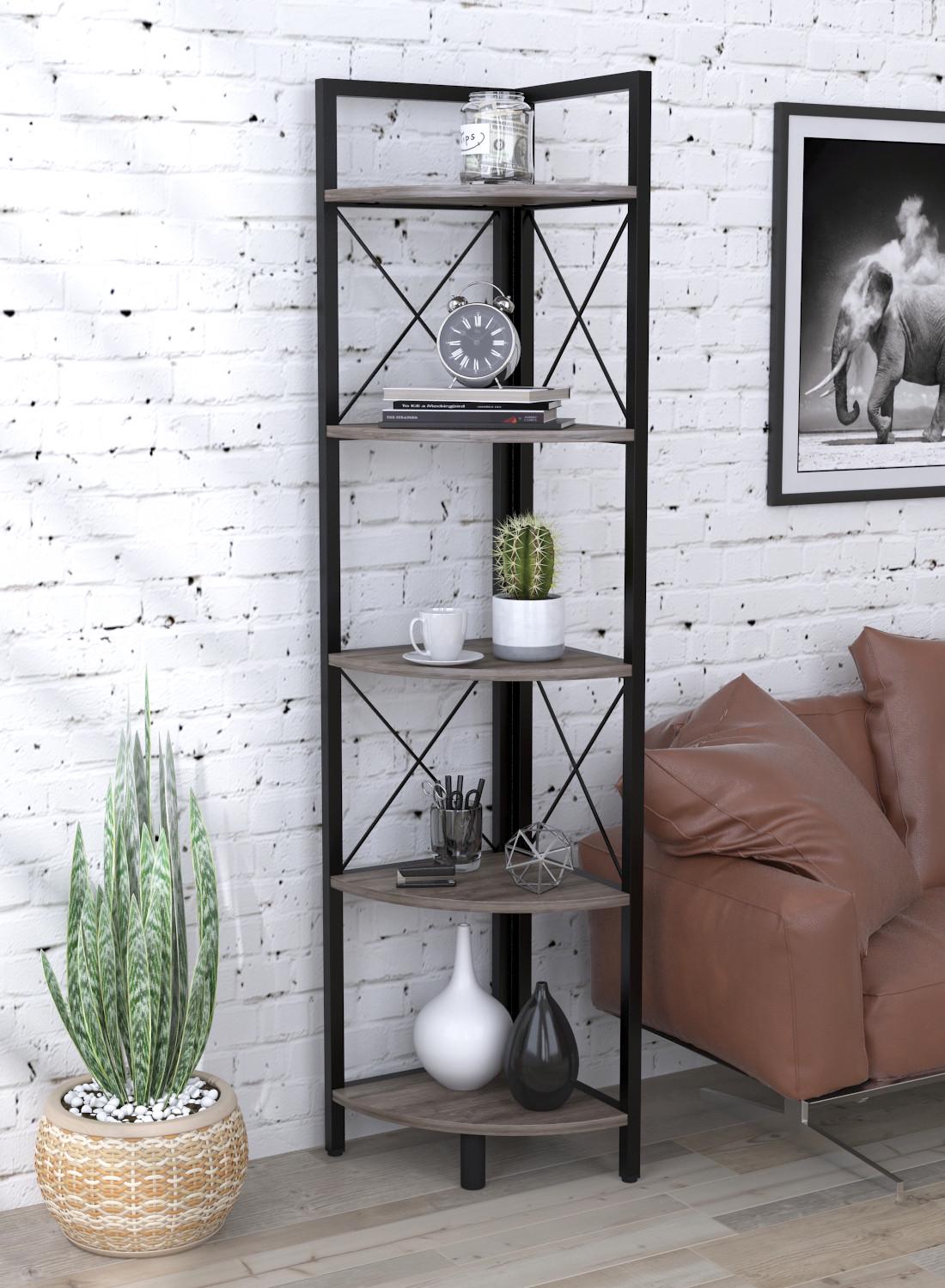 Стеллаж офисный угловой L-175 Дуб Палена