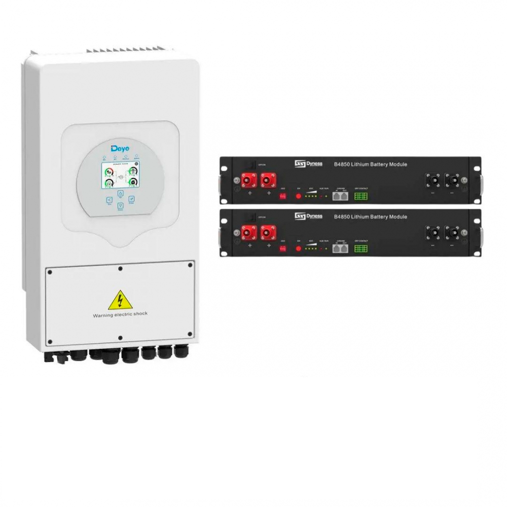 Комплект резервного питания с инвертором Deye SUN-6K-SG03LP1-EU WiFi 6 кВт и 2 аккумуляторами DYNESS B4850 LiFePo4 50 Aч