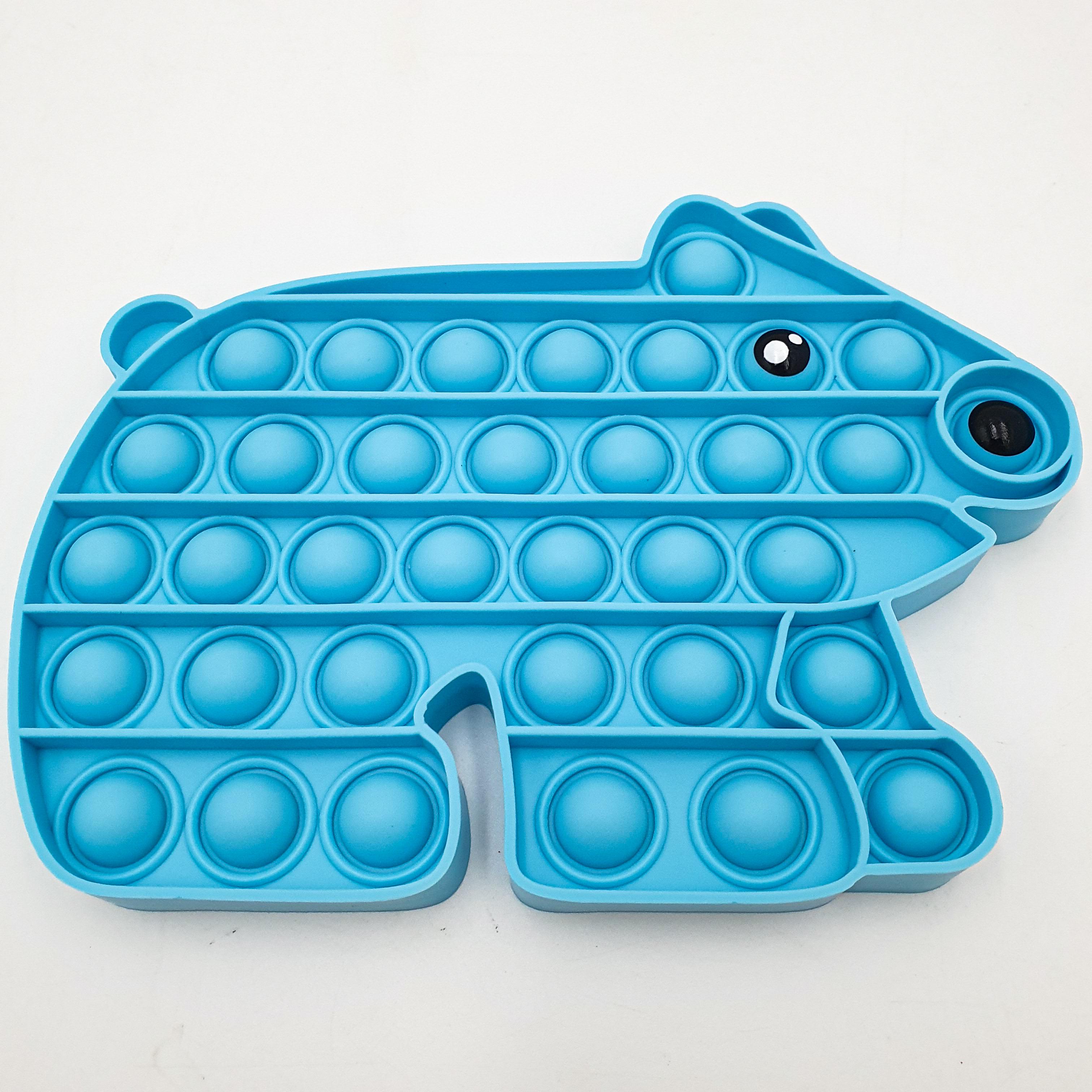 Бесконечная пупырка антистресс плотный UKC Pop It Fidget мишка Голубой