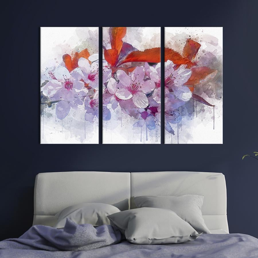 Картина на полотні триптих Акварель яблучний колір 78x48 см (794-31)