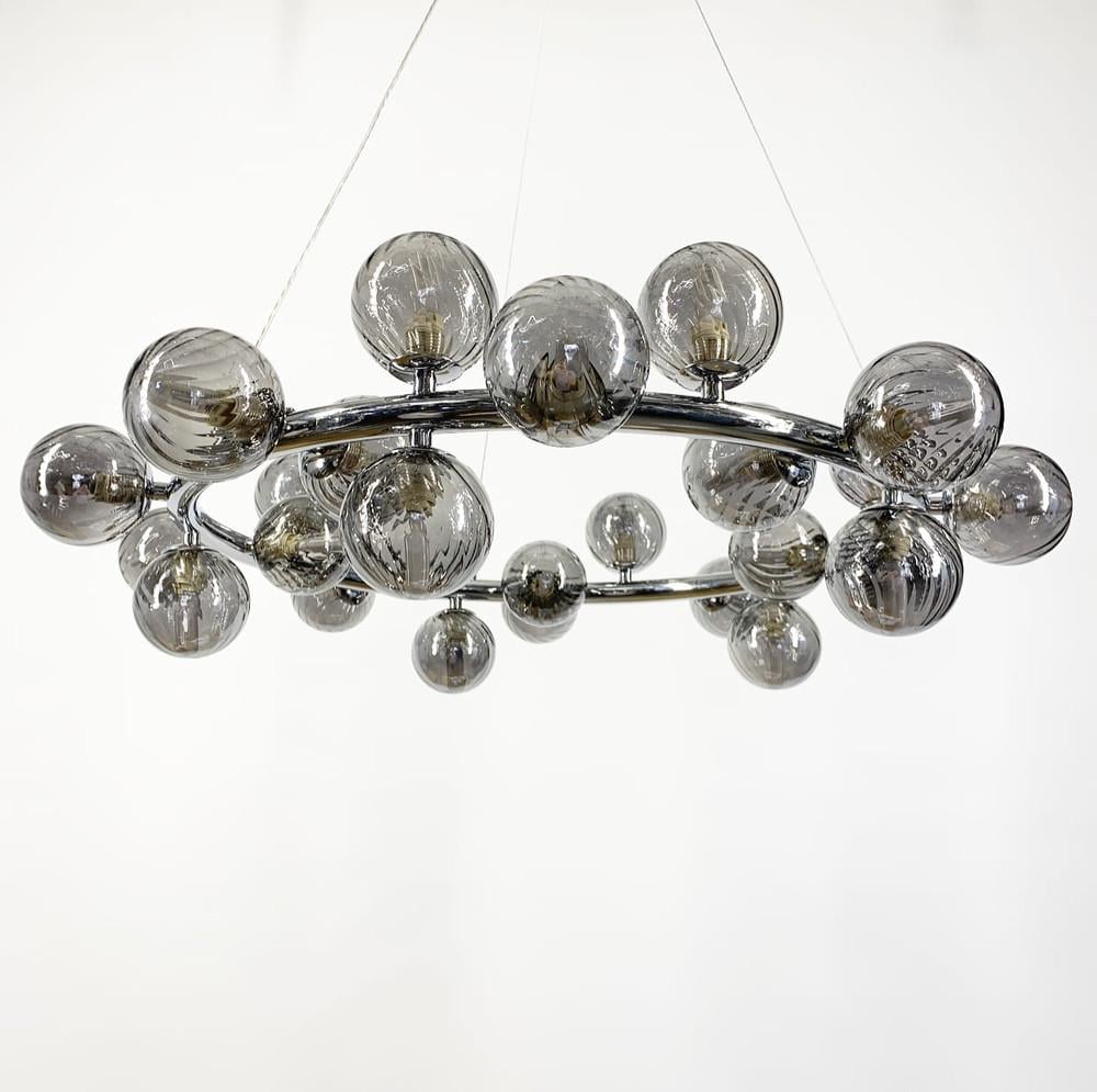 Люстра подвесная Arte Lamp Bolla с миниатюрными графитовыми плафонами на 25 шт. (MJ 17-750 CH/GR)