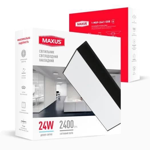 LED-світильник накладний Maxus SP Ceiling Square Slim 1-MSP-2441-SSB 24W 4100K Black (27551589)