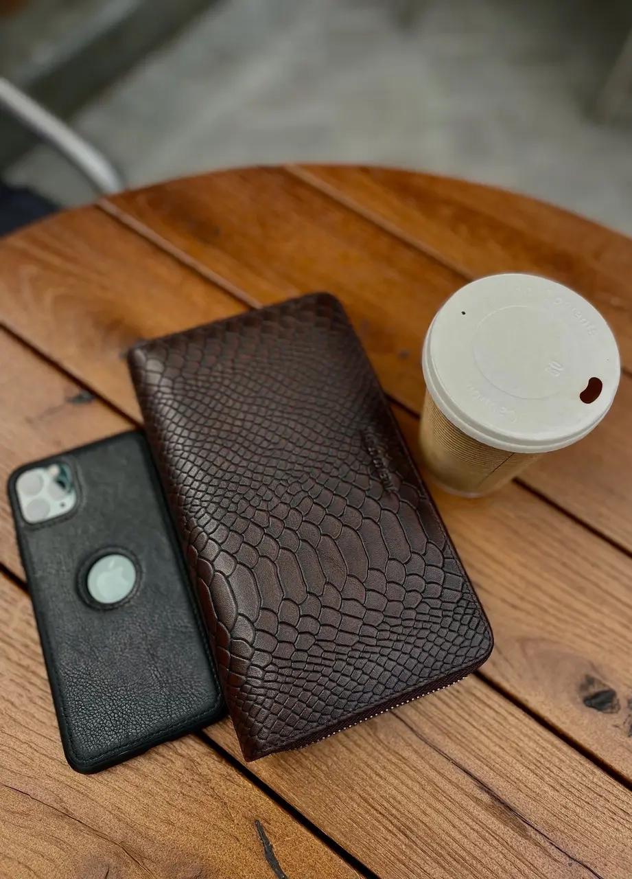 Кошелек-клатч Marco Coverna на молнии с блоком под карты из натуральной кожи Коричневый (MC086-5901С) - фото 7