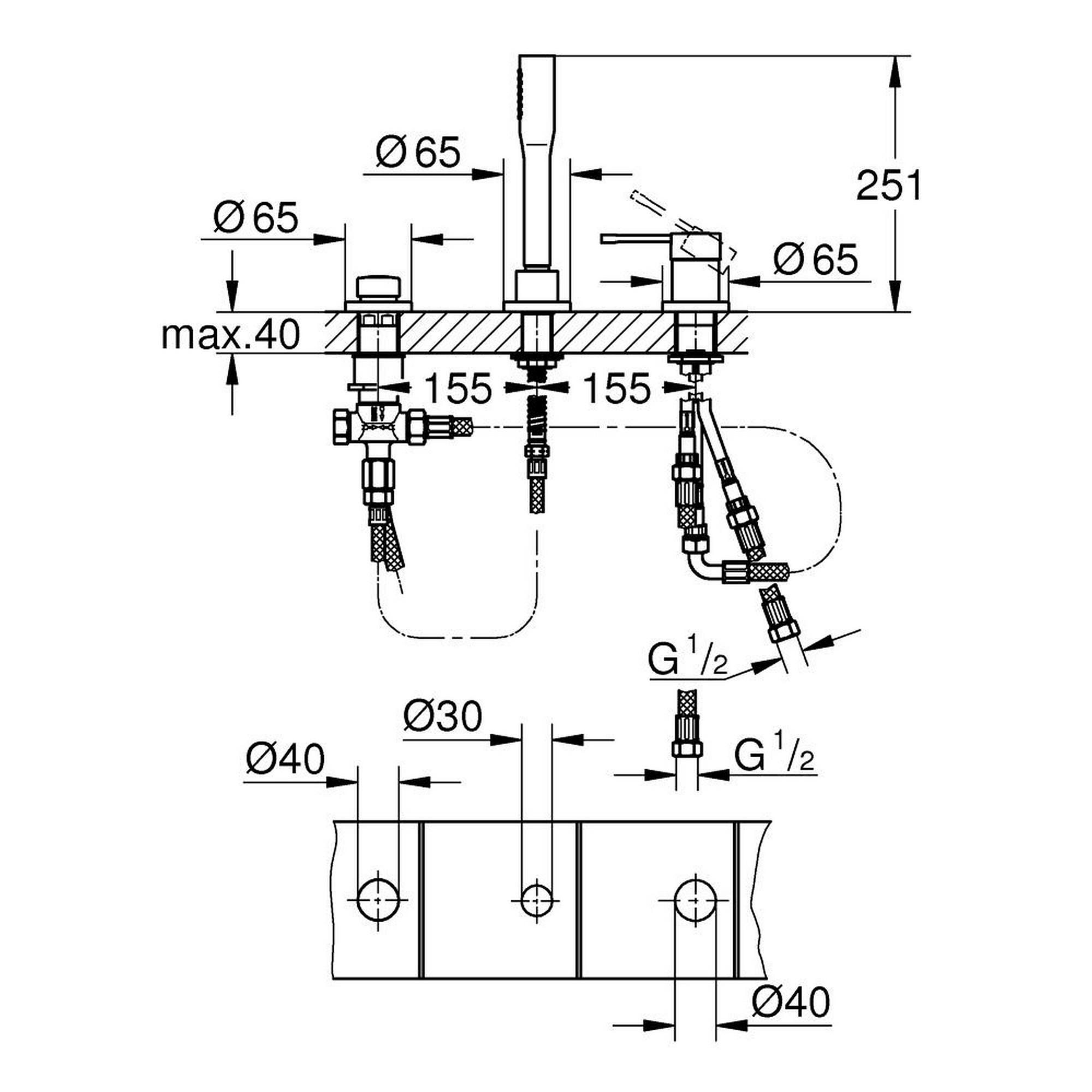 Змішувач на борт ванни Grohe Essence 19976001 на три отвори Хром (82893) - фото 2 Змішувач на борт ванни Grohe Essence 19976001 на три отвори Хром (82893) - фото 2
