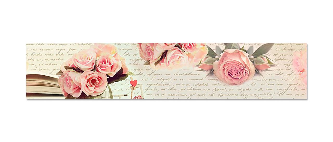 Фартук кухонный Письмо и розы надписи 60х300 см Розовый Фартук кухонный Письмо и розы надписи 60х300 см Розовый