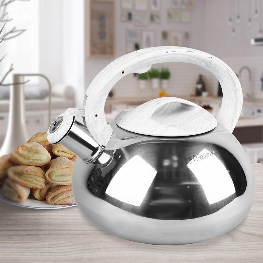 Чайник з свистком і ручкою під дерево 3 л Білий (MR-1317) - фото 3 Чайник з свистком і ручкою під дерево 3 л Білий (MR-1317) - фото 3