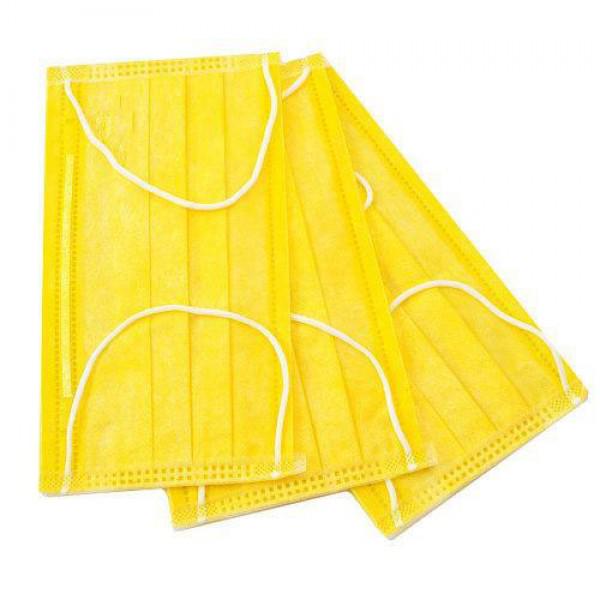Маски защитные медицинские трехслойные с мельтблауном 100шт. Yellow - фото 3