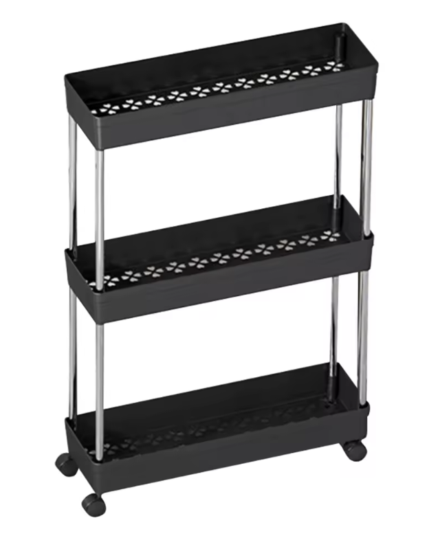 Этажерка напольная 3 полки на колесах Черный (28153726) Этажерка напольная 3 полки на колесах Черный (28153726)