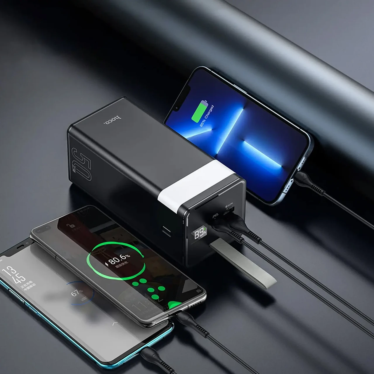 Повербанк Hoco с фонариком и быстрой зарядкой 50000 mAh/QC22,5 W/PD20 W (J86A) - фото 3 Повербанк Hoco с фонариком и быстрой зарядкой 50000 mAh/QC22,5 W/PD20 W (J86A) - фото 3