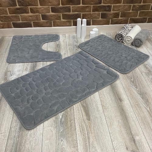 Набор ковриков в ванную и туалет Stone Premium Memory Foam 3в1 80х50/60х40/60х50 см Серый (NK3S0003) - фото 7 Набор ковриков в ванную и туалет Stone Premium Memory Foam 3в1 80х50/60х40/60х50 см Серый (NK3S0003) - фото 7