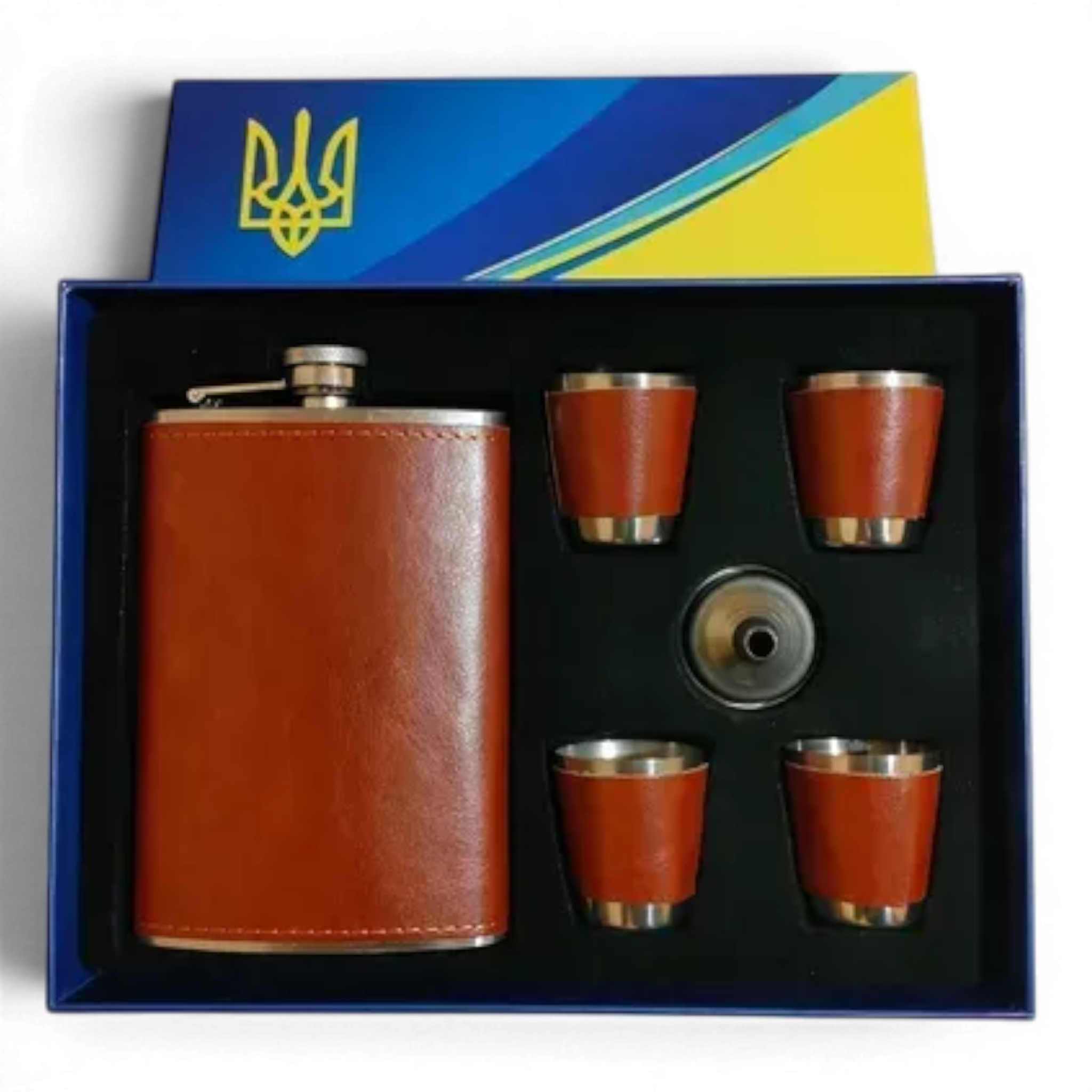 Набор подарочный Moongrass TZ-49 6в1 фляга лейка рюмки 4 шт. Brown (12258)