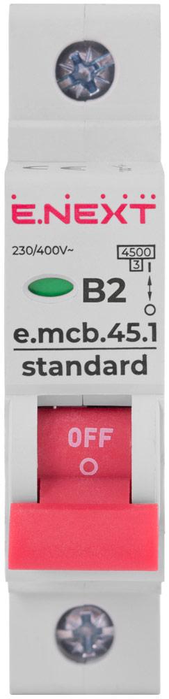 Автоматический выключатель E.NEXT e.mcb.stand.45.1.B2 1р 2А 4,5кА B (s001002) - фото 2