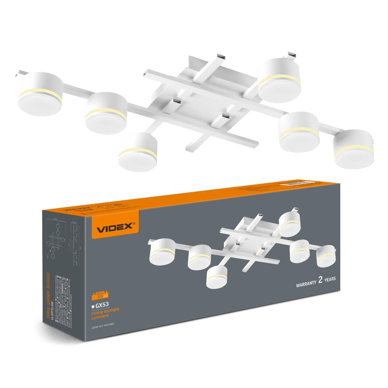 Люстра VIDEX под лампу 6xGX53 накладная Белый (VL-SPF31-6W)