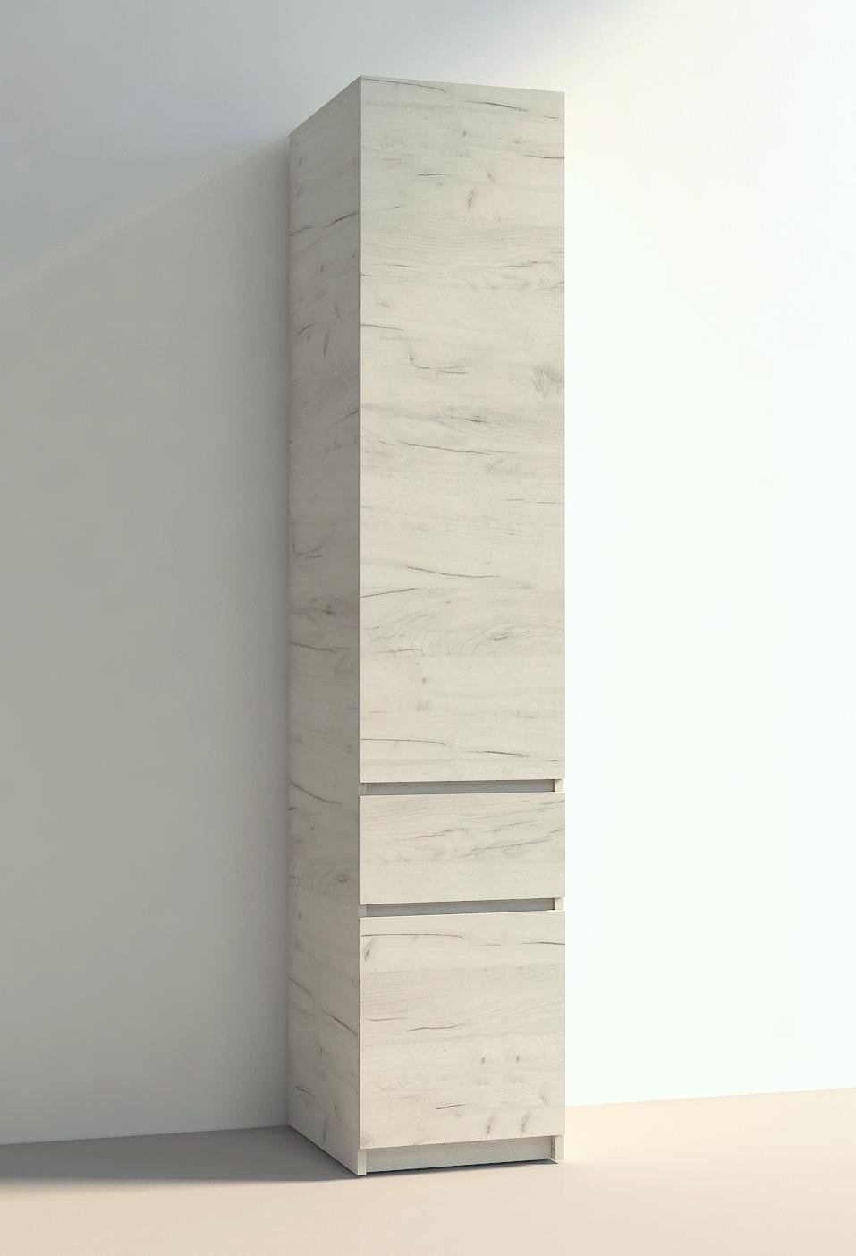 Шафа пенал Мастер Форм Брайт телескопічні напрямні 400х520х2000 мм Дуб крафт білий - фото 5 Шафа пенал Мастер Форм Брайт телескопічні напрямні 400х520х2000 мм Дуб крафт білий - фото 5