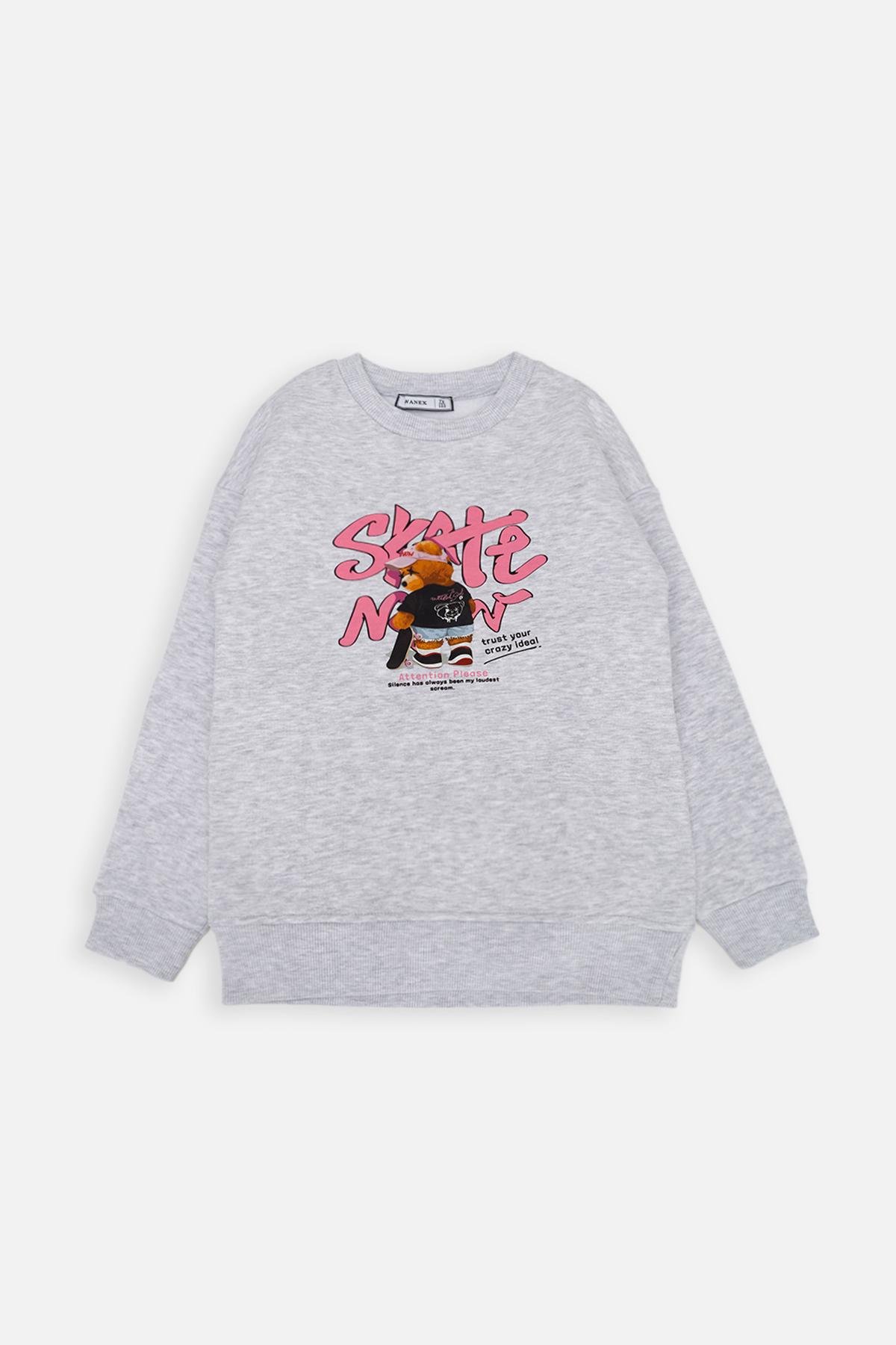 Свитшот для девочки ЦБ-00252780 122 см Светло-серый (28575928)