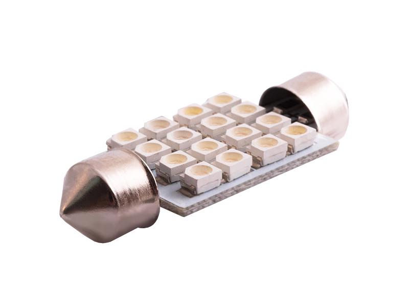 Автолампа светодиодная C5W SV8,5 12 В 39 мм SMD3528-16led Синий (1526)