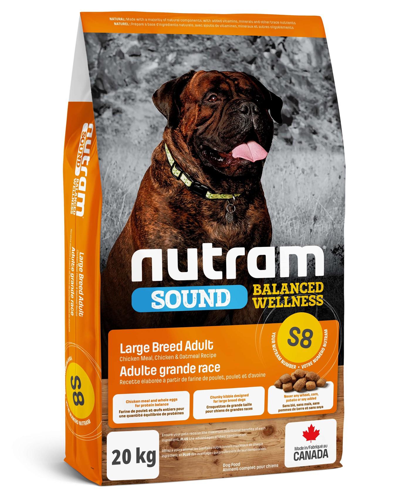 Корм сухой для собак крупных пород Nutram S8 Sound Balanced Wellness Large Breed с курицей 20 кг (2000000006536) - фото 1