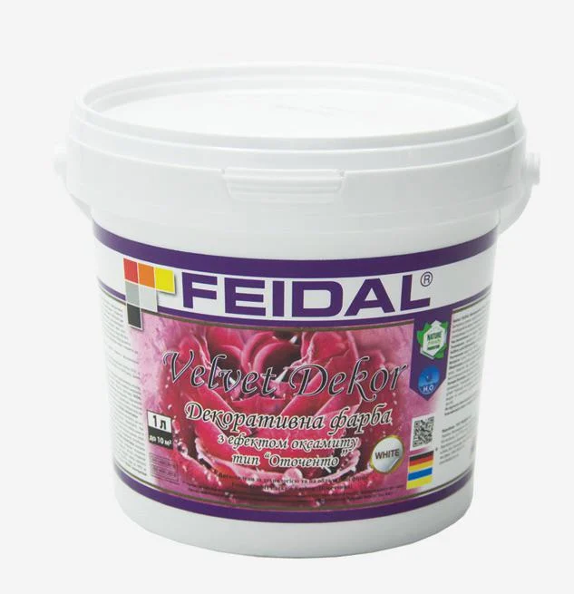 Краска декоративная Feidal Velvet Dekor с эффектом бархата 1 л Белый перламутровый
