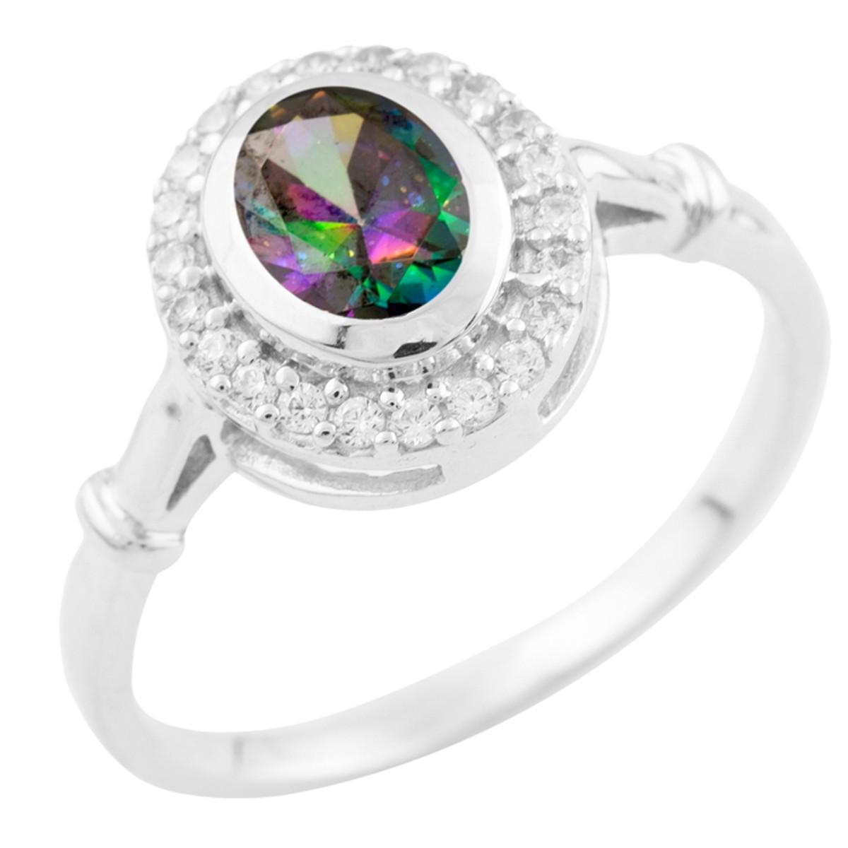 Кольцо серебряное Tiva с мистик топазом 2,75 г р. 17,5 (1515808)