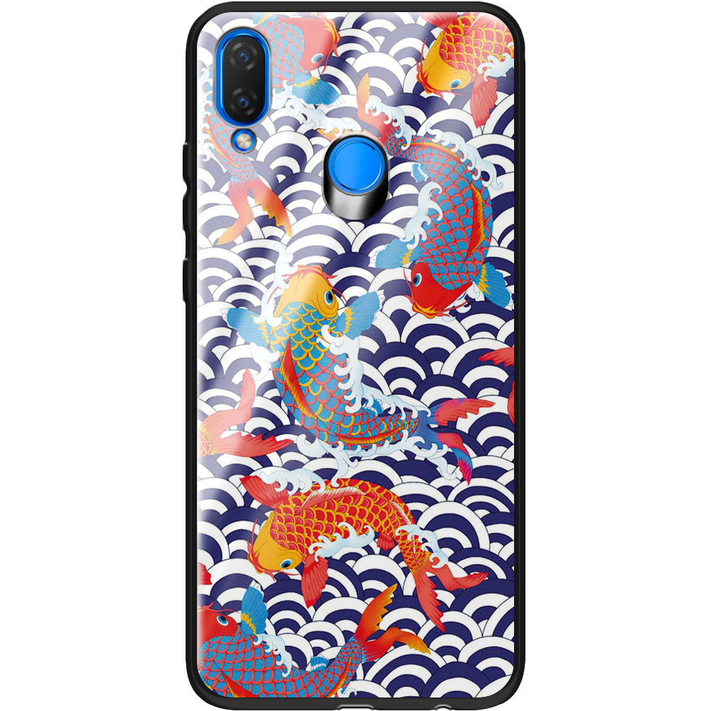 Чехол Boxface Huawei P Smart Plus Koi Fish Черный силикон со стеклом (34912-up2477-37724)