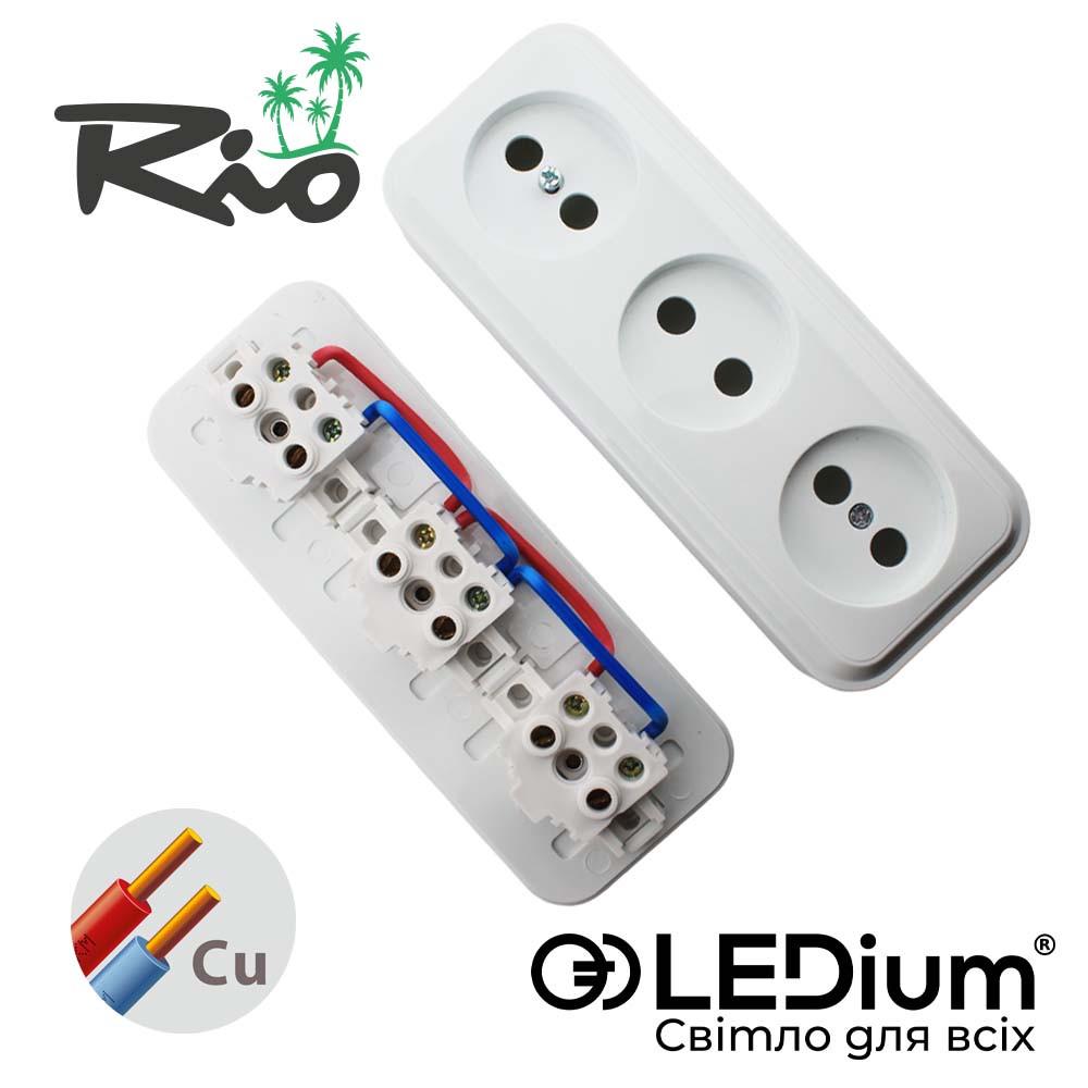 Розетка тримісна LEDium RIO RR07 накладна (17507) - фото 2 Розетка тримісна LEDium RIO RR07 накладна (17507) - фото 2