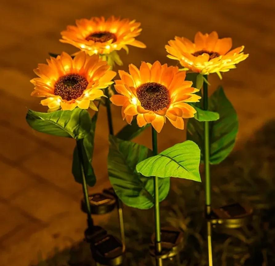 Фонарь на солнечной батарее садовый Подсолнух в грунт 75 см Теплый белый (MX-00009083) - фото 4 Фонарь на солнечной батарее садовый Подсолнух в грунт 75 см Теплый белый (MX-00009083) - фото 4