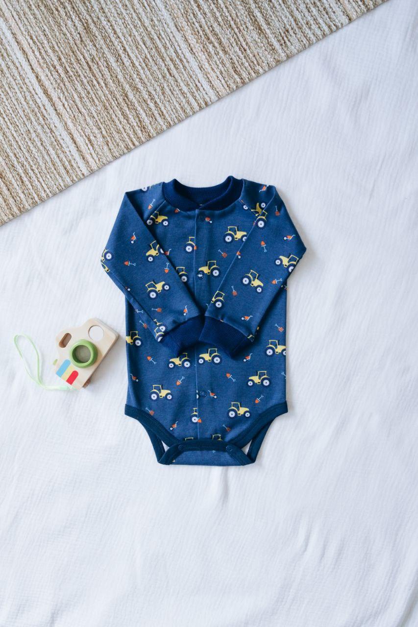 Боди с длинным рукавом интерлок Трактор 68 см (2678711292)