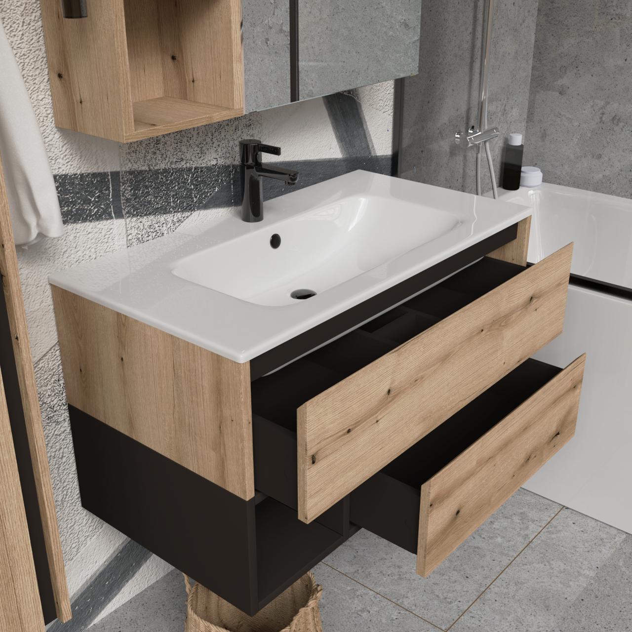 Тумба подвесная с раковиной MVK Vostok Craft 100 В2 1000х450х530 мм Дуб Эвок (c2100ev) - фото 3