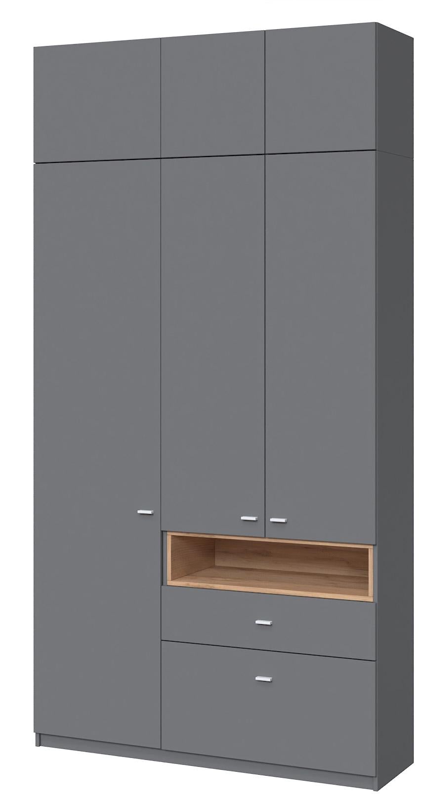 Шкаф в прихожую Мастер Форм Тетрис левосторонний 1320х376х2400 мм Антрацитовый/Дуб крафт золотой (31949)