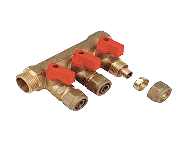 Колектор з кранами Aqua-World 4 виходи 3/4x16 мм нерозбірний фітинг Pexal Люкс 760 г (ТК204-4)