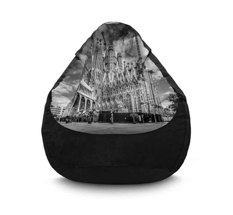 Крісло мішок iPuff Barcelona Sagrada Familia Флок XXXL 100х135 см Чорний Крісло мішок iPuff Barcelona Sagrada Familia Флок XXXL 100х135 см Чорний