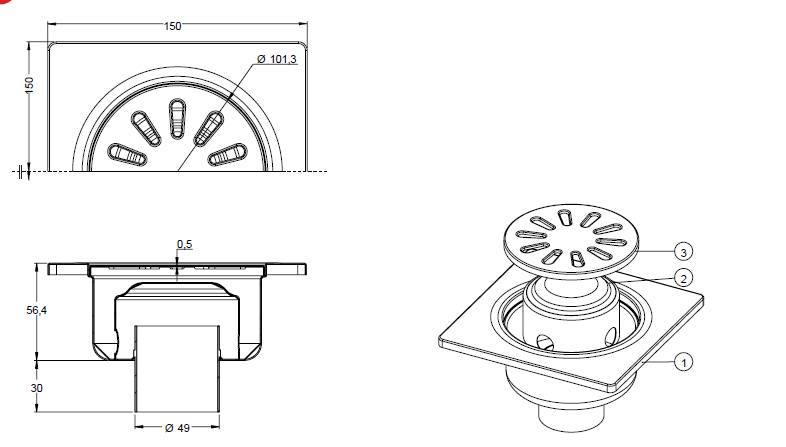 Трап MAXIFLOW 15х15 из нержавеющей стали вертикальный (3045.0А050К015) - фото 6 Трап MAXIFLOW 15х15 из нержавеющей стали вертикальный (3045.0А050К015) - фото 6