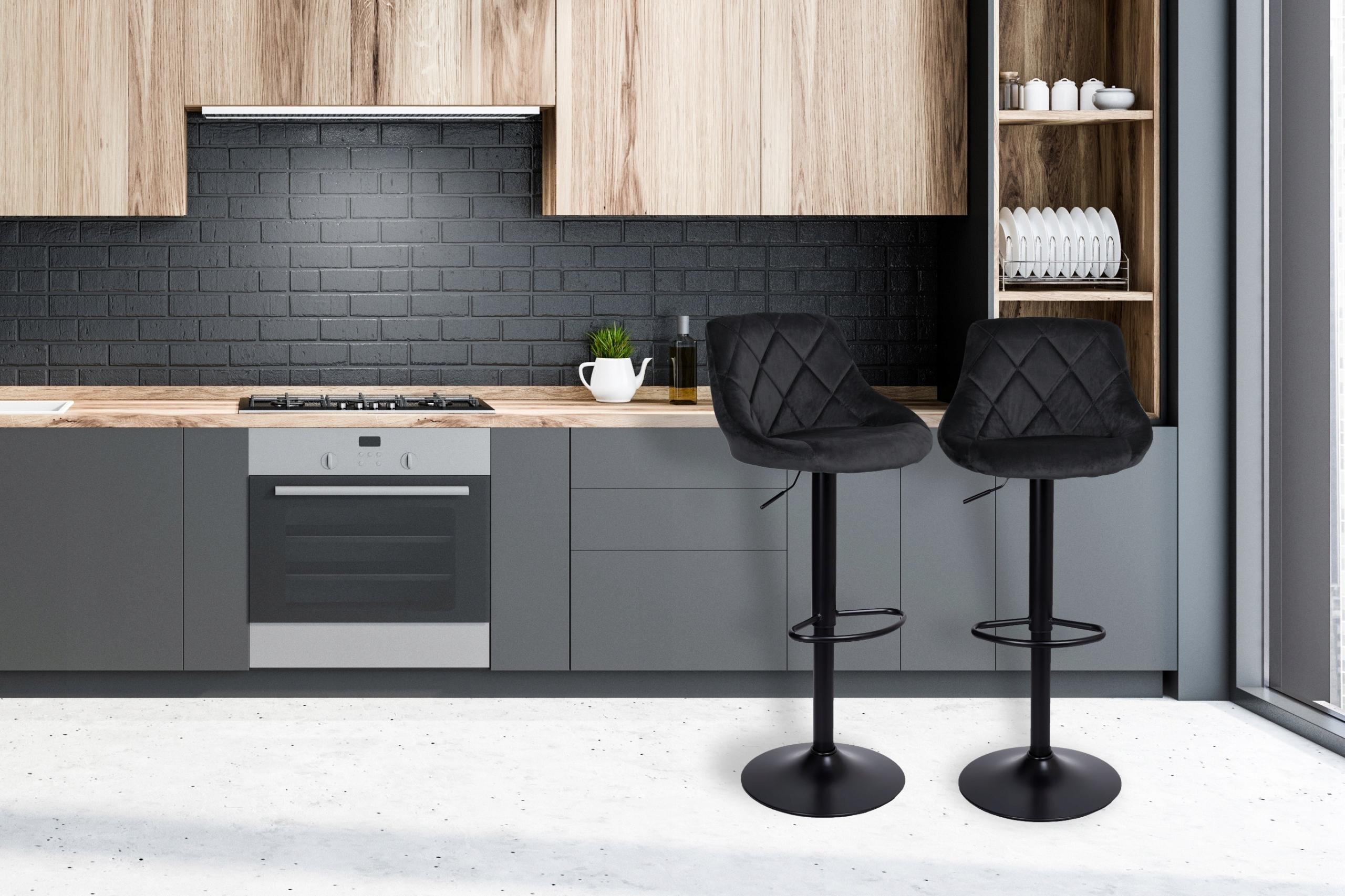 Барний стілець зі спинкою Bonro B-074 велюр з чорною основою Чорний - фото 2 Барний стілець зі спинкою Bonro B-074 велюр з чорною основою Чорний - фото 2