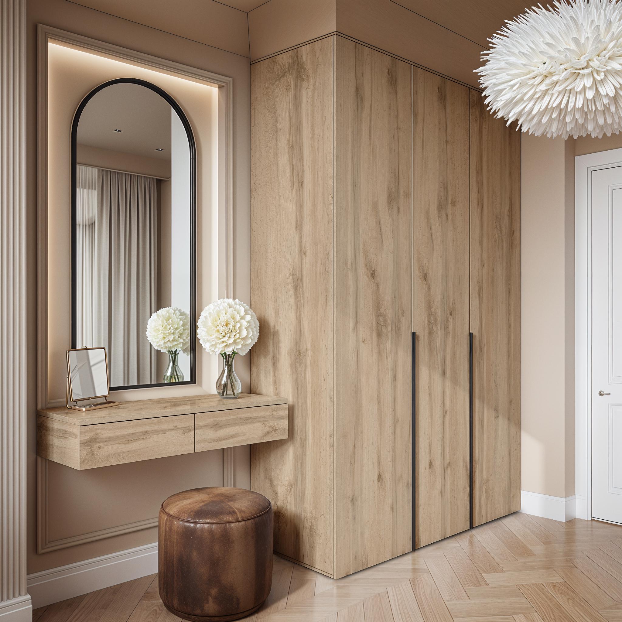 Комплект мебели Moris шкаф с полками и штангой и туалетный стол 2800x520х2200 мм Дуб Аппалачи - фото 1