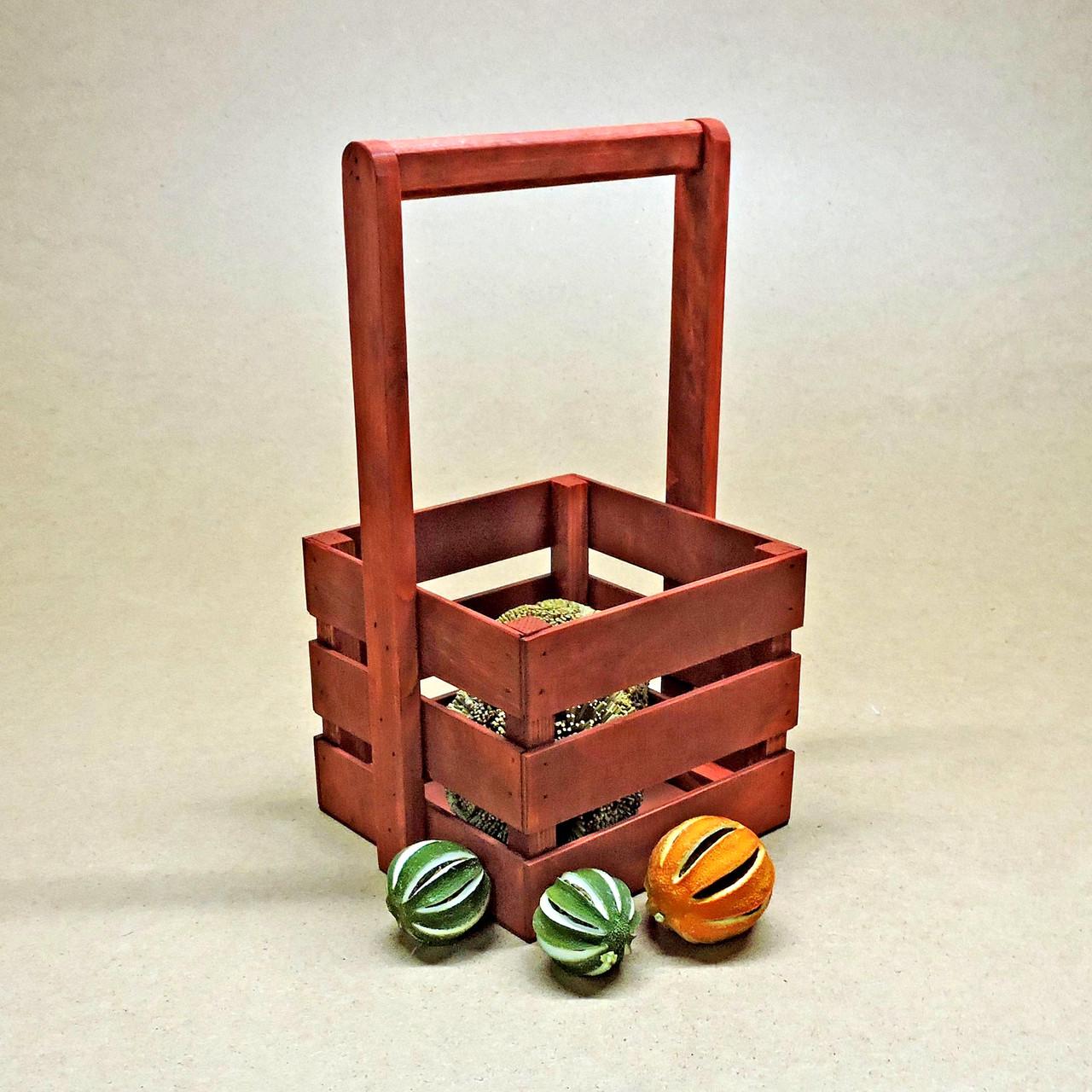 Корзинка подарочная из дерева Шервуд 18х18 см Коралл (ПДК-0021314)