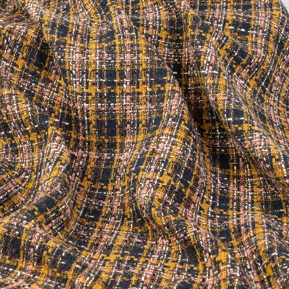 Ткань костюмная букле Римма Рыжий/Пудрая/Черный (19492)