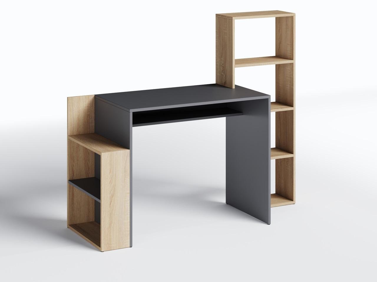 Письменный стол с полками 144x121,4x50 см Дуб Сонома/Антрацит (ST-0025)