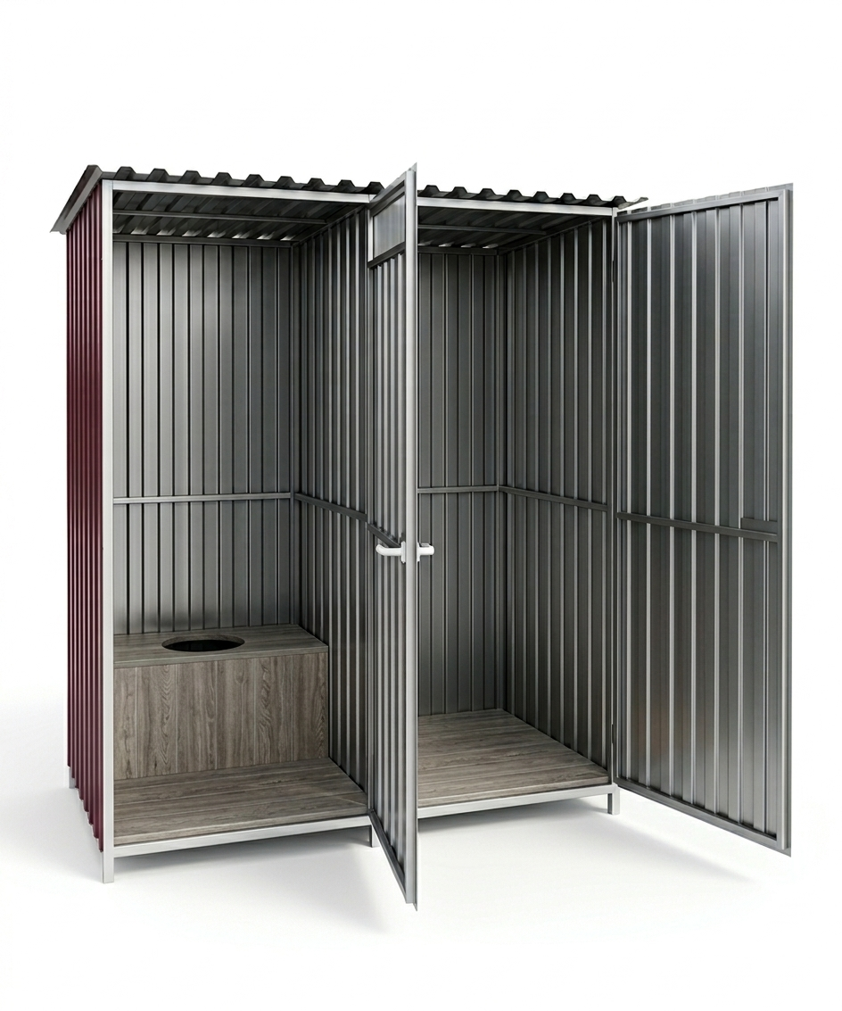 Туалет дачный с хозяйственной зоной металлический 0,97х1,94х2,09м