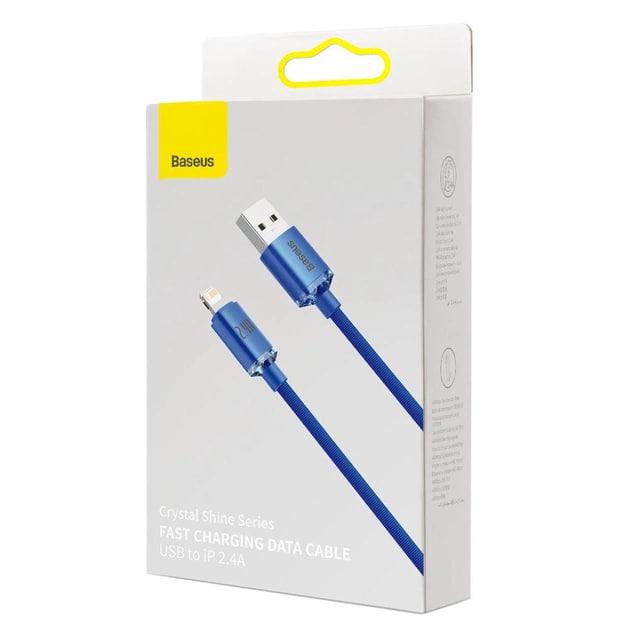 Кабель BASEUS Crystal Shine Series USB For Lightning быстрая зарядка 2,4 A 2 м Blue (CAJY000103) - фото 14