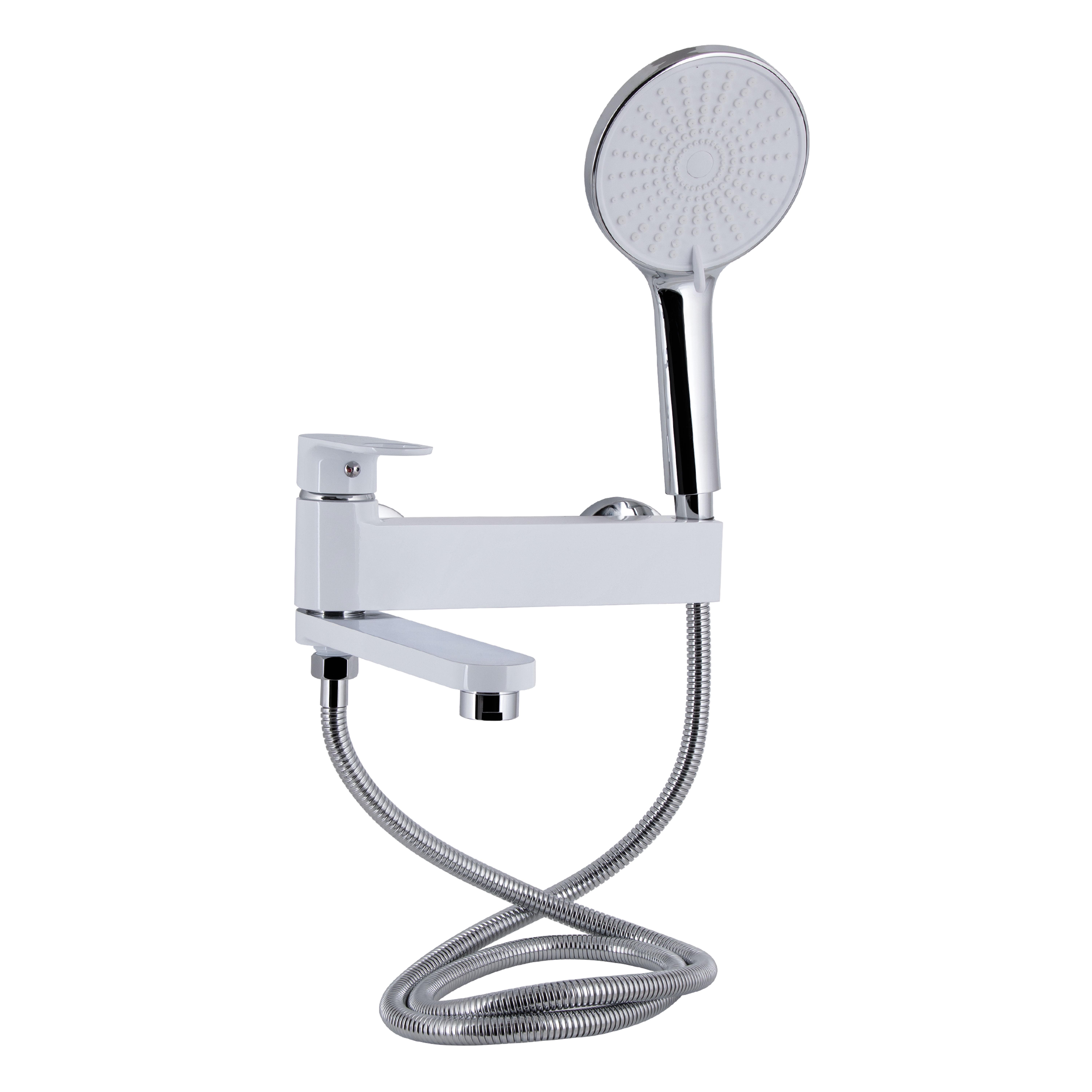 Смеситель для ванны Qtap Jay QTJAY260CRW45554 с поворотным изливом/с душевым гарнитуром Chrome/White (SD00051678)