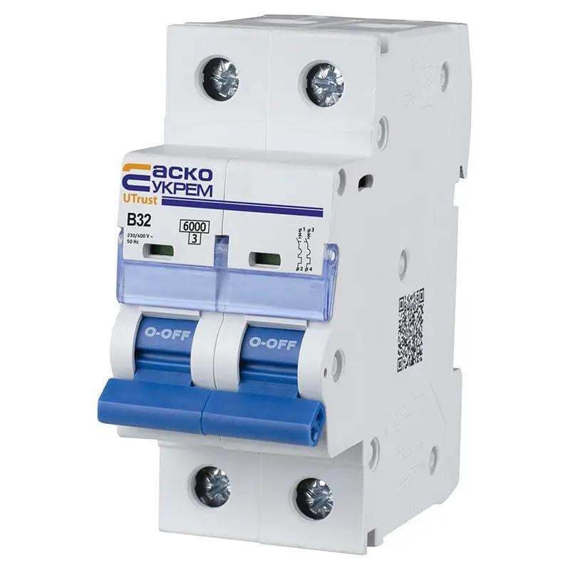 Автоматический выключатель модульный АСКО-УКРЕМ UTrust 2р 32А B 6 kА (A0010210025)