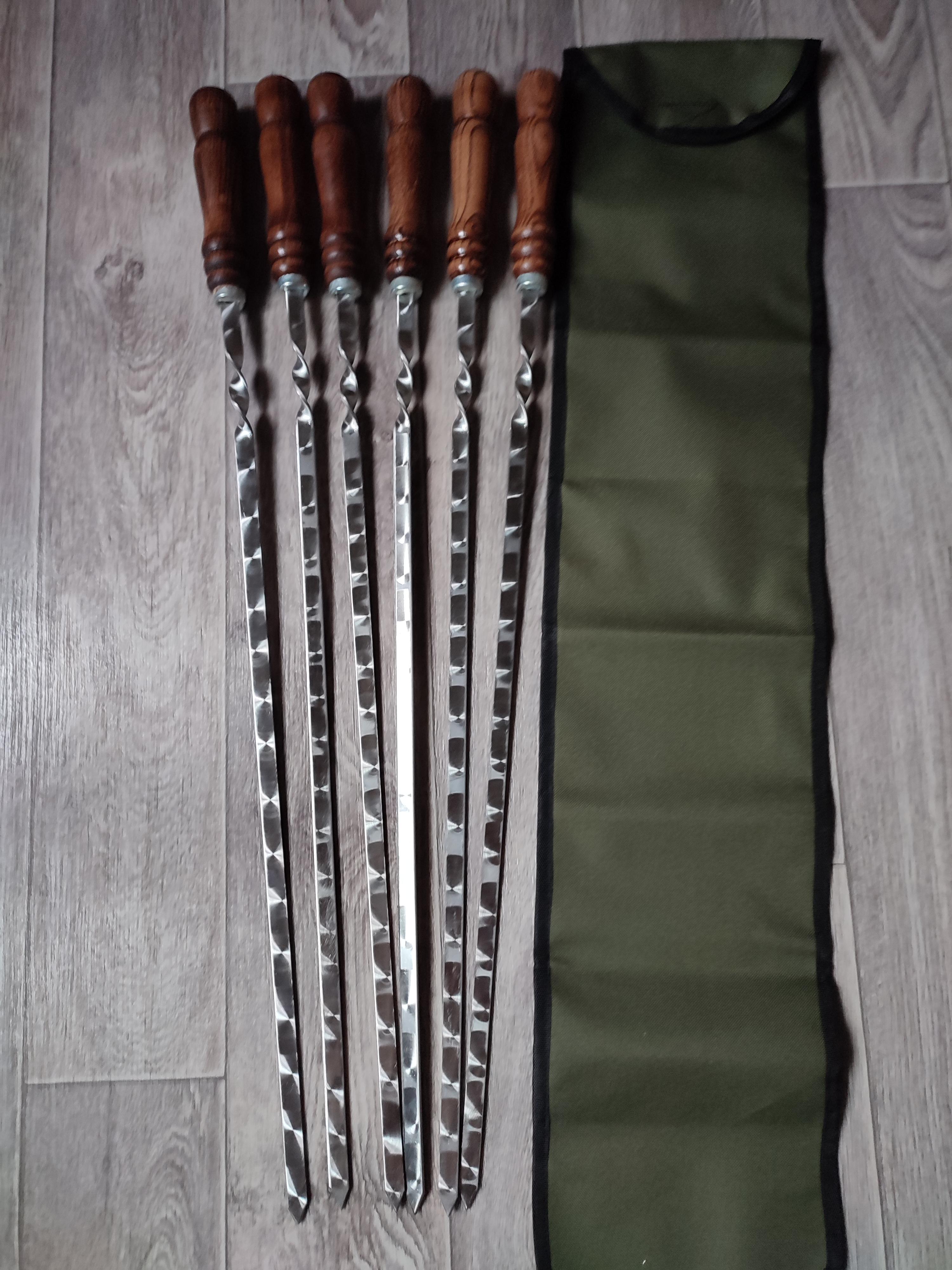 Набір шампурів з чохлом 6 шт. 600х3х12 мм (7104)