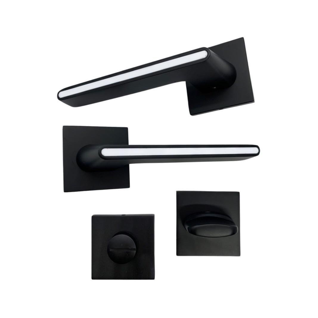 Дверні ручки з замком для міжкімнатних дверей Vortex ASL-55 matte Black/White